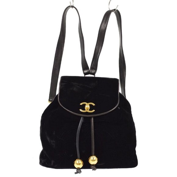 Chanel Black Velvet Lambskin Backpack - Picture 1 of 8